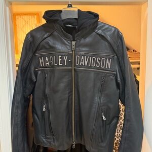 Harley-Davidson Black Leather Bomber Jacket